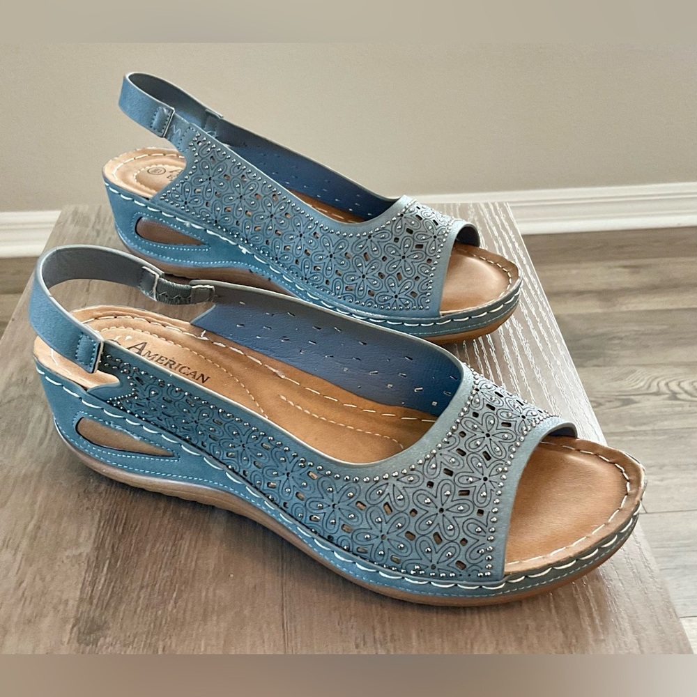 American Exchange Blue Women's Slingback Sandals